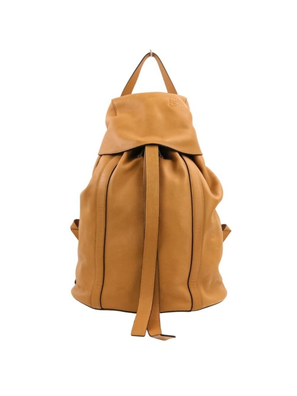 Loewe Drawstring Leather Backpack Camel